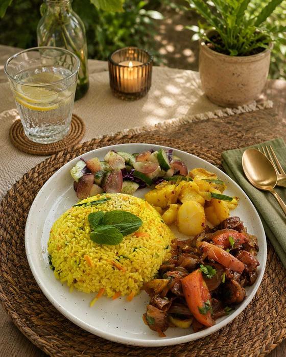 Sri Lankan rice dish served after a private riding holiday at Vonfidel Ranch