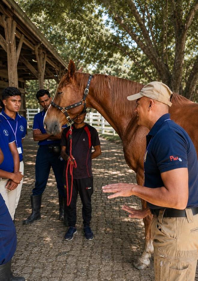 Professional horsemanship training session at Vonfidel Ranch in Sri Lanka