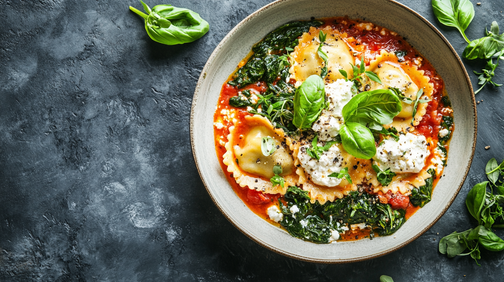 Ravioli med ricotta og spinat