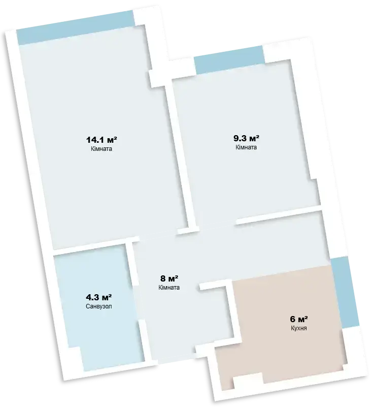 Планировка 2-комнатной квартиры в ЖК Comfort Hall