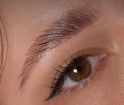 Laminated, brushed-up brows done at Kate White
