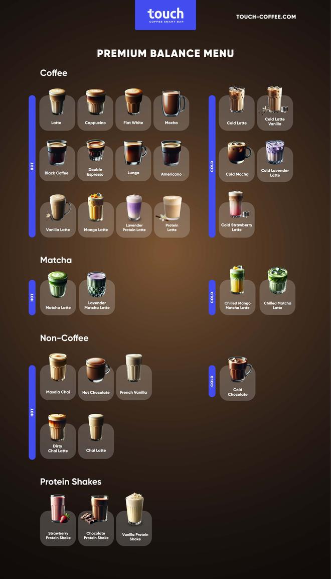 Premium drink menu