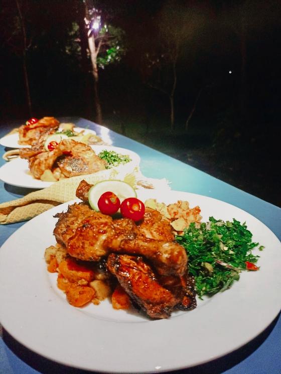 Evening dinner served after a private horse riding holiday at Vonfidel Ranch in Sri Lanka