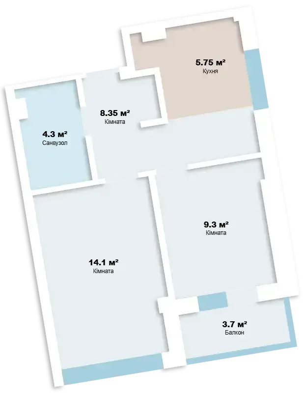 Планировка 2-комнатной квартиры в ЖК Comfort Hall