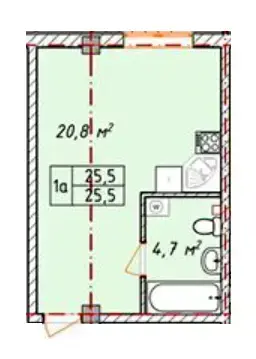 Планировка 1-комнатной квартиры в ЖК Comfort Hall
